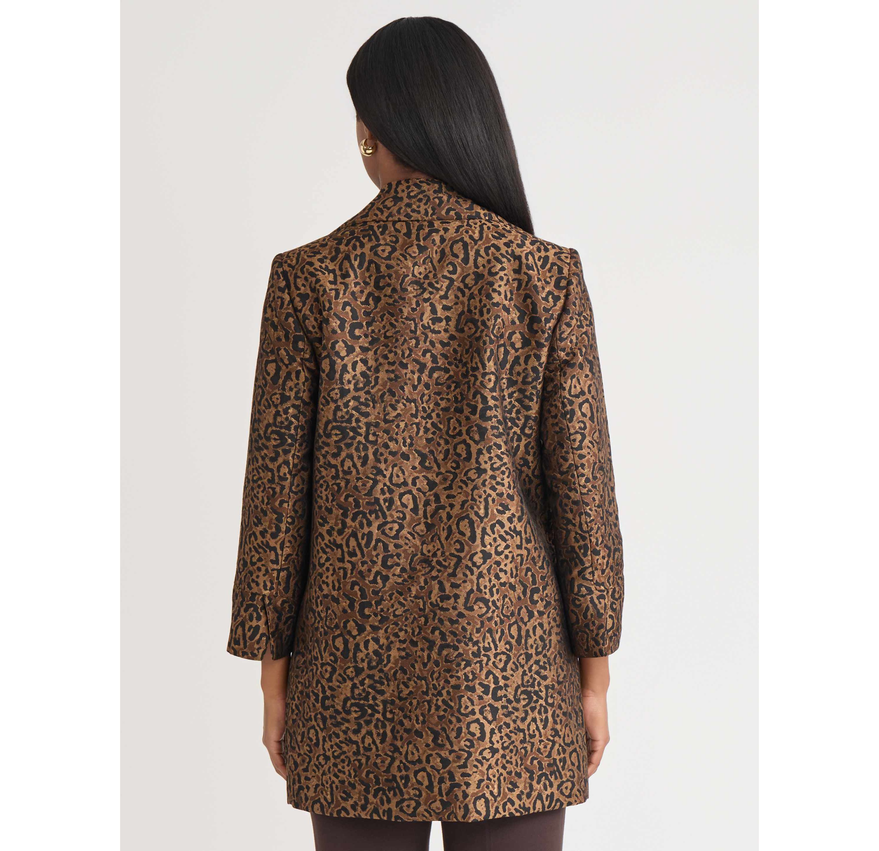 Womens Leopard Jacquard Open Topper