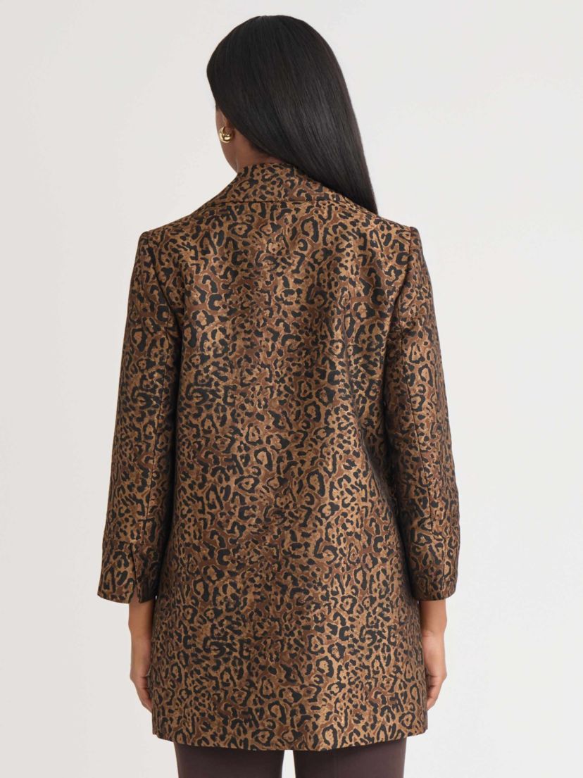 Womens Leopard Jacquard Open Topper