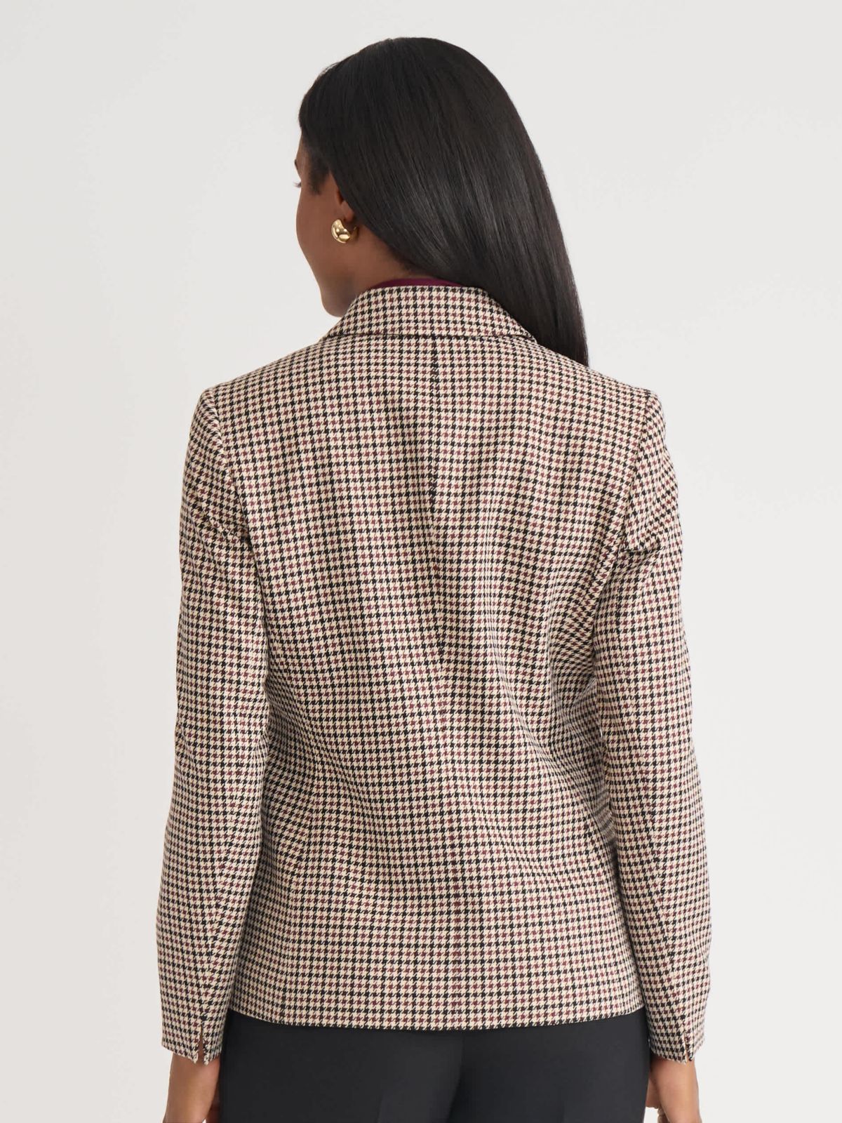 Womens Houndstooth One Button Jacket