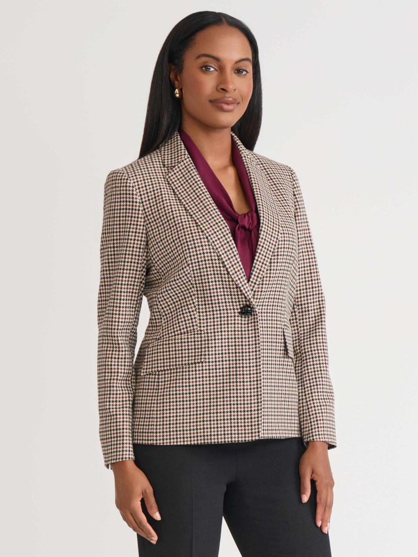 Womens Houndstooth One Button Jacket