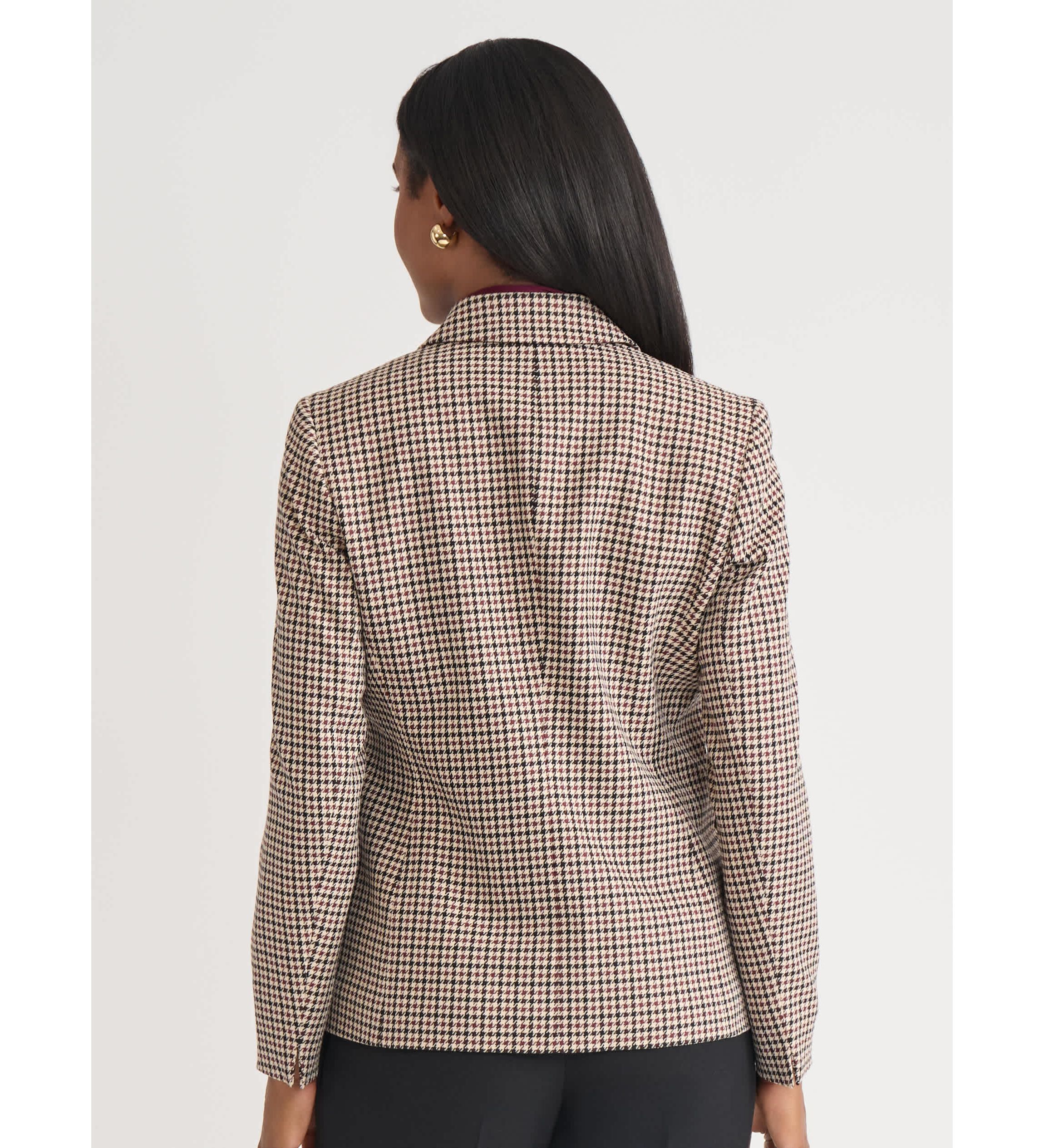 Petite Houndstooth One Button Jacket