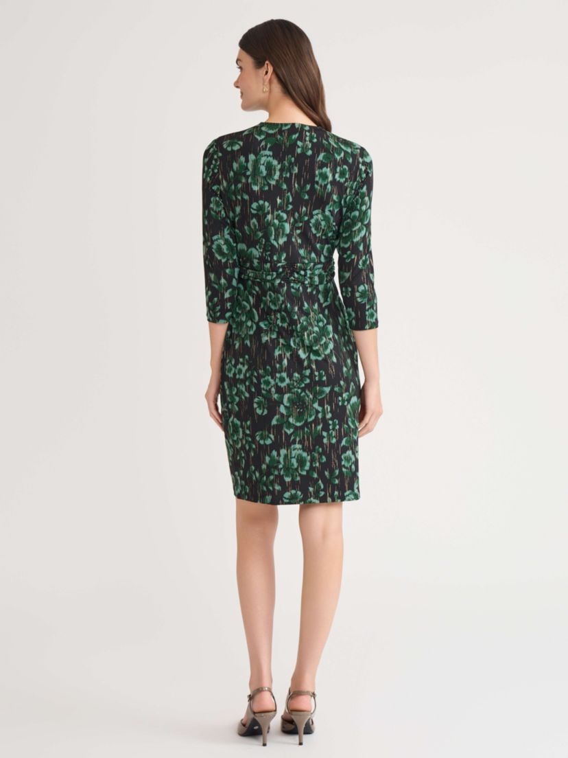Womens Floral Print Three Quarter Sleeve Wrap Dress