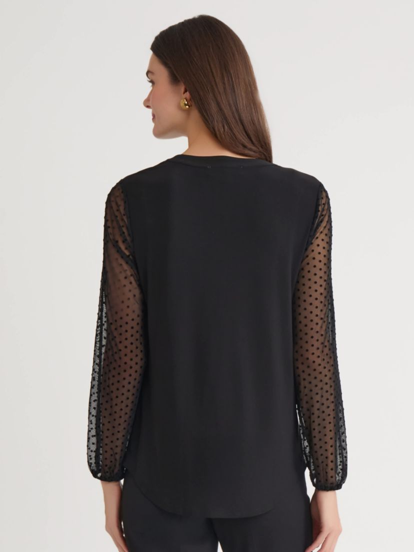 Womens Split Neck Point Desprit Knit Top