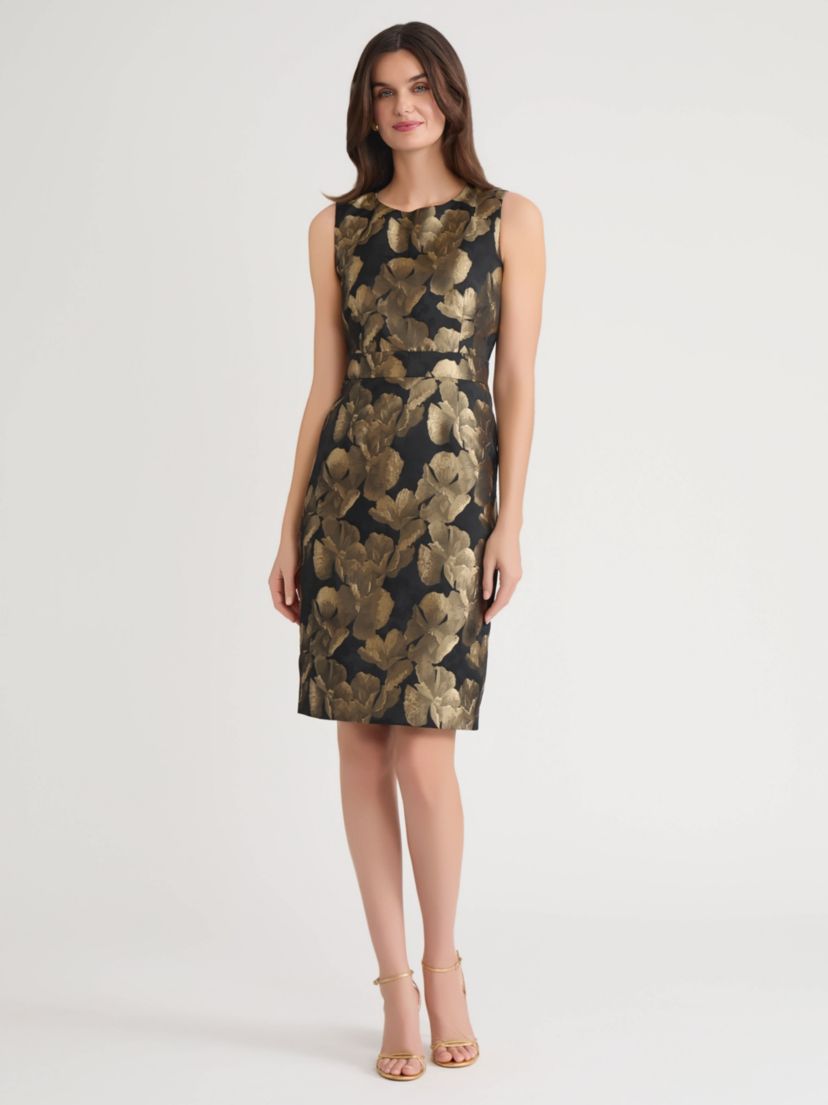 Petite Floral Jacquard Sheath Dress