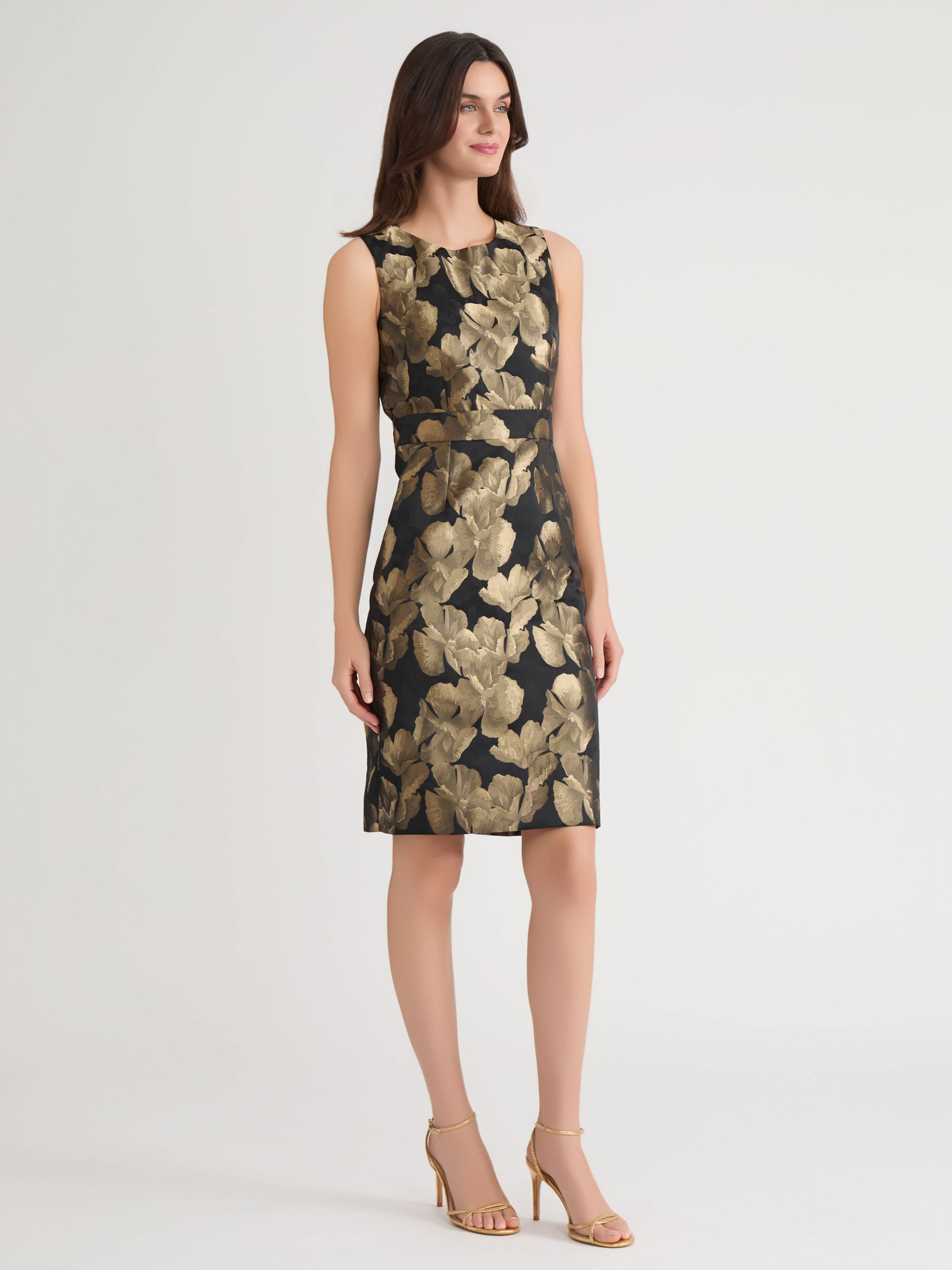 Petite Floral Jacquard Sheath Dress