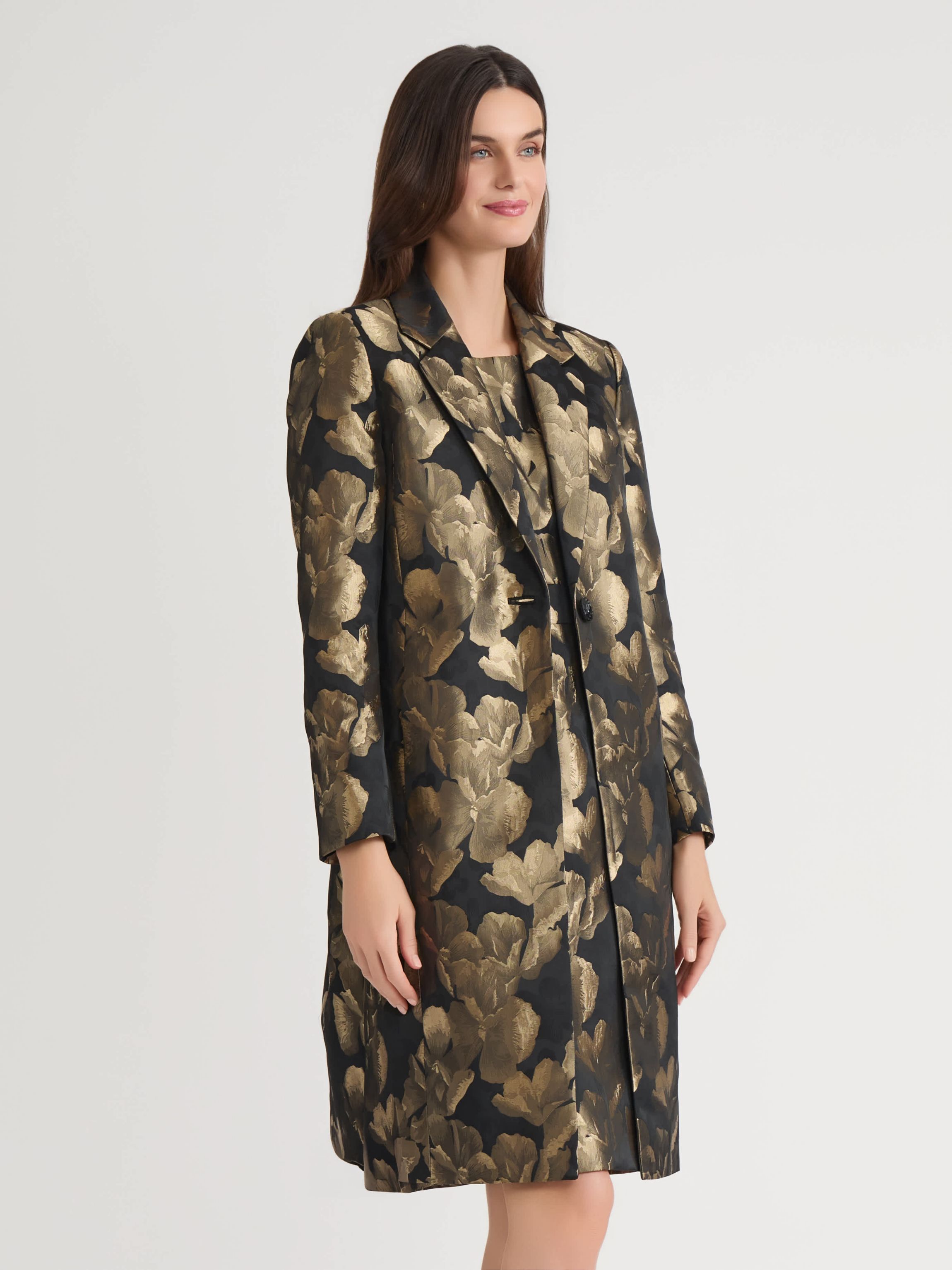 Petite Floral Jacquard One Button Topper