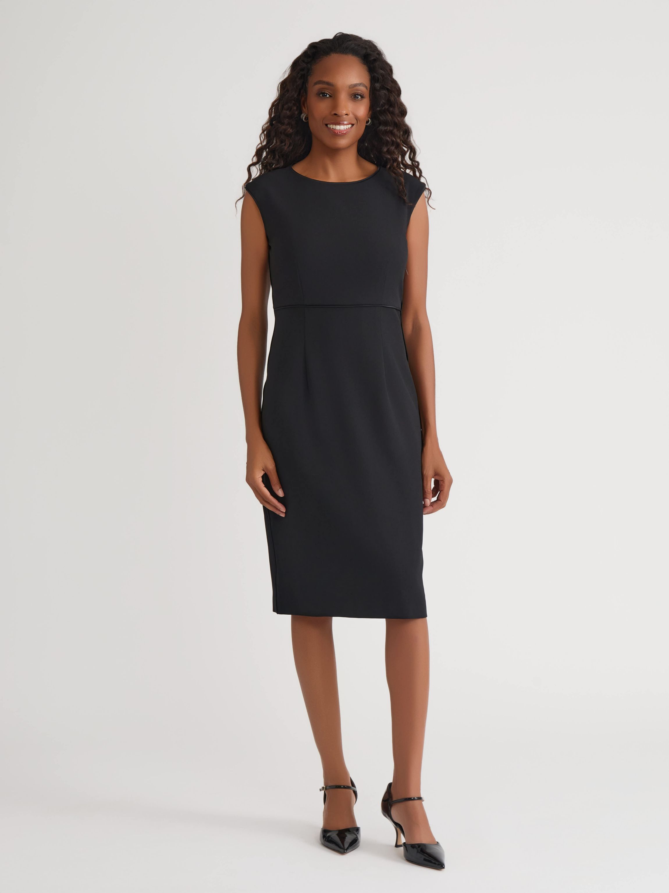 Petite Stretch Crepe Piped Sheath Dress