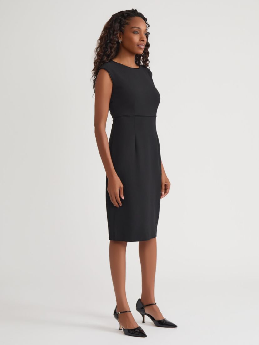 Petite Stretch Crepe Piped Sheath Dress