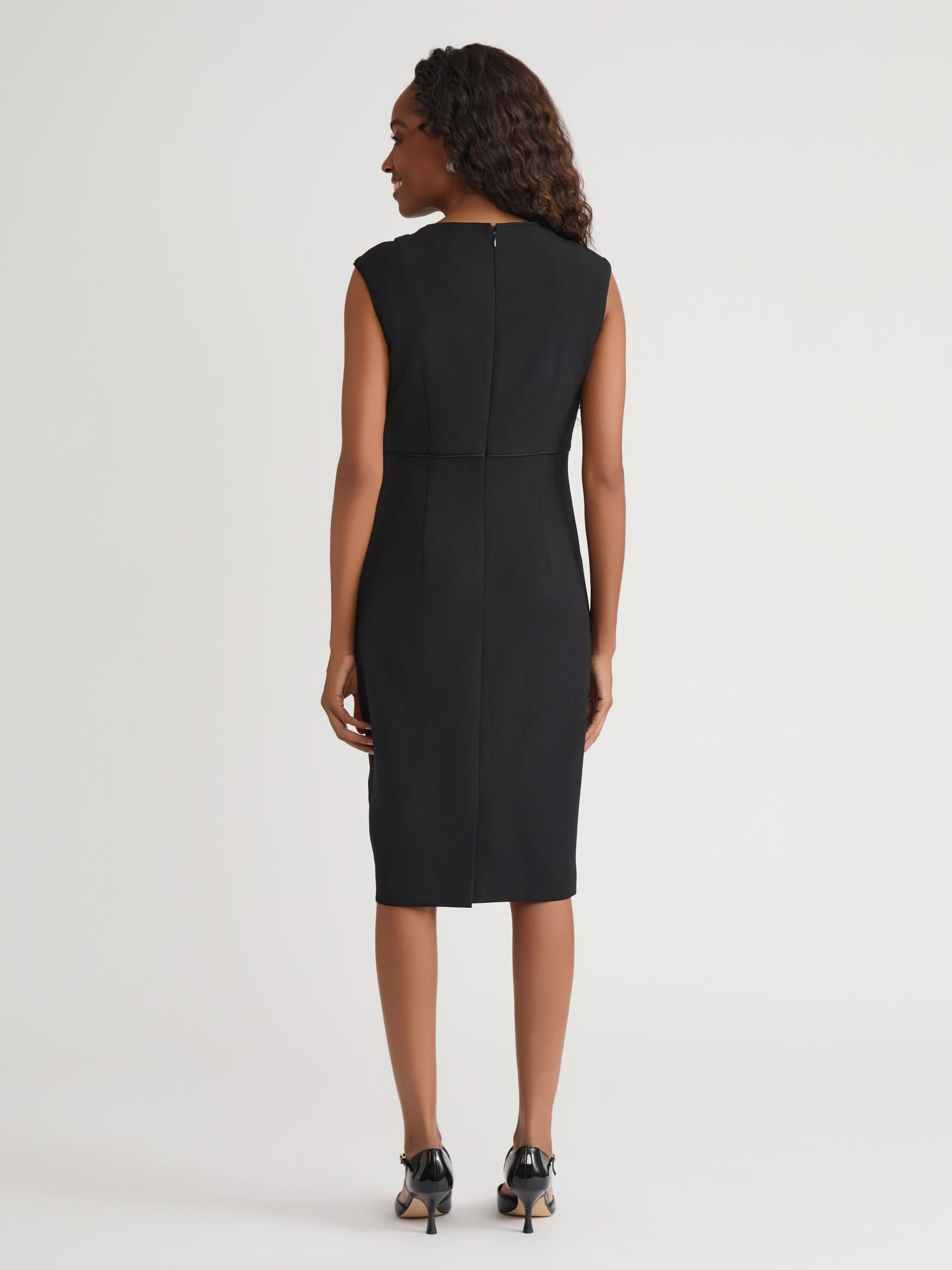 Petite Stretch Crepe Piped Sheath Dress