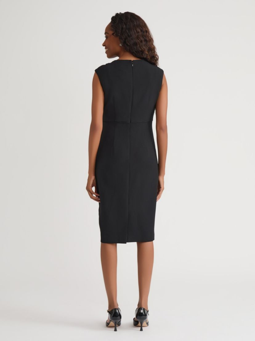 Petite Stretch Crepe Piped Sheath Dress