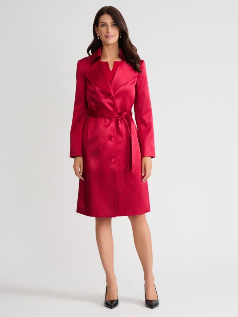 Petite Satin Belted Trench