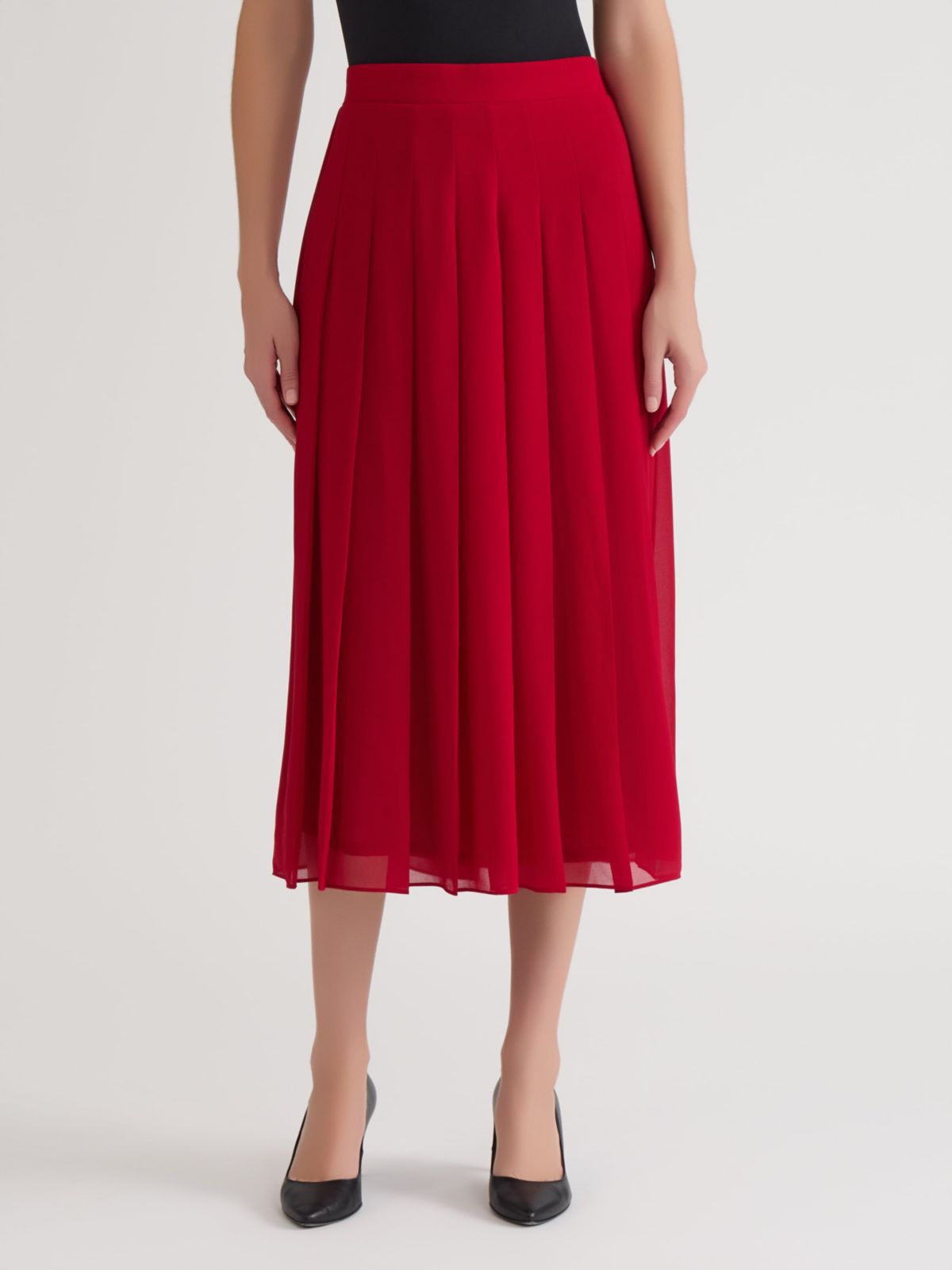 Petite Chiffon Pull on Pleated Skirt
