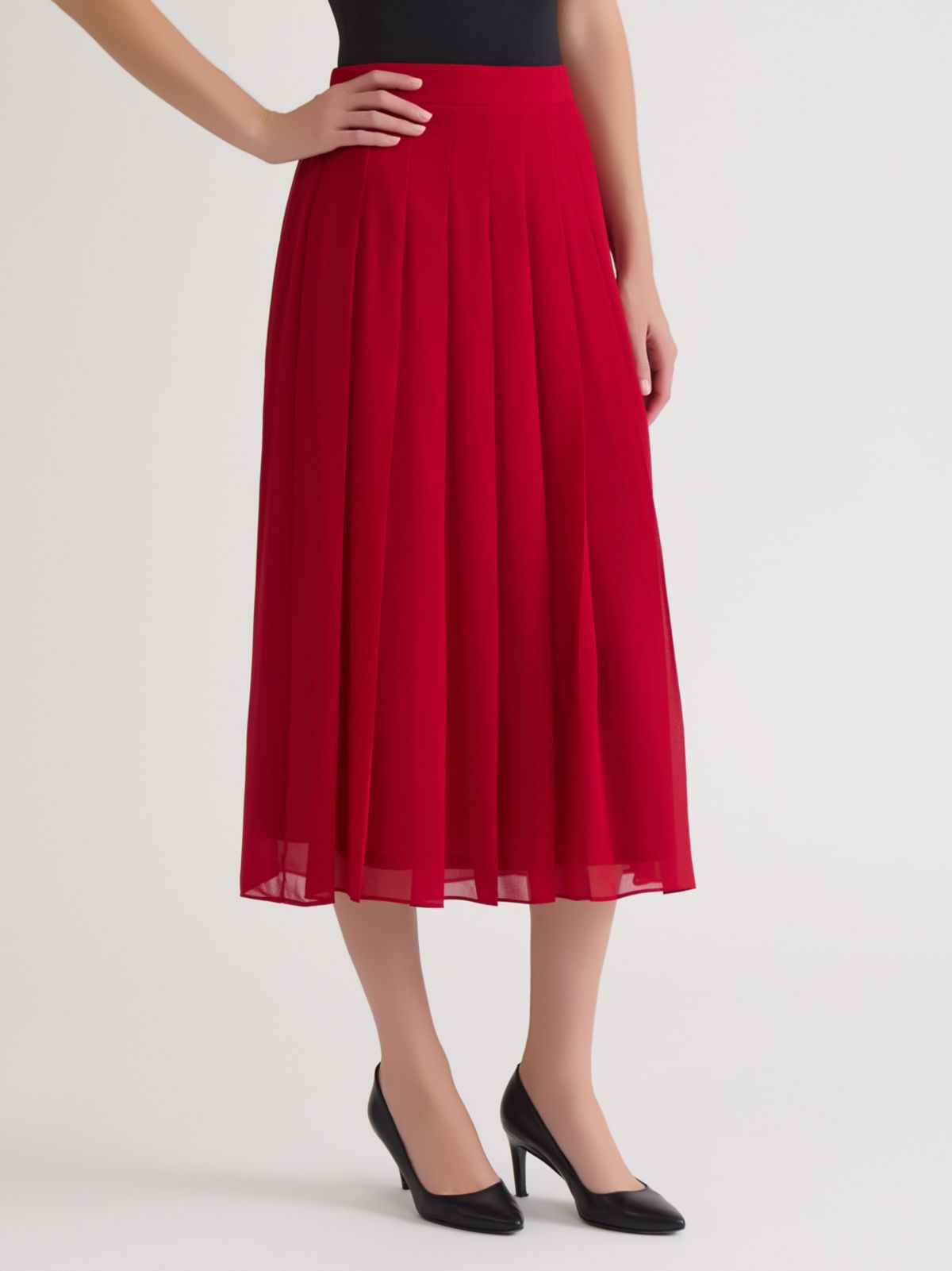 Petite Chiffon Pull on Pleated Skirt