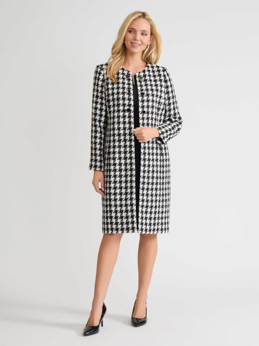 Petite Metallic Check Long Topper