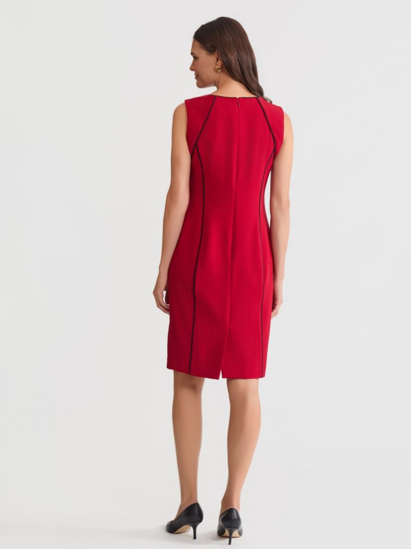 Womens Stretch Crepe Sheath Dress with Piping