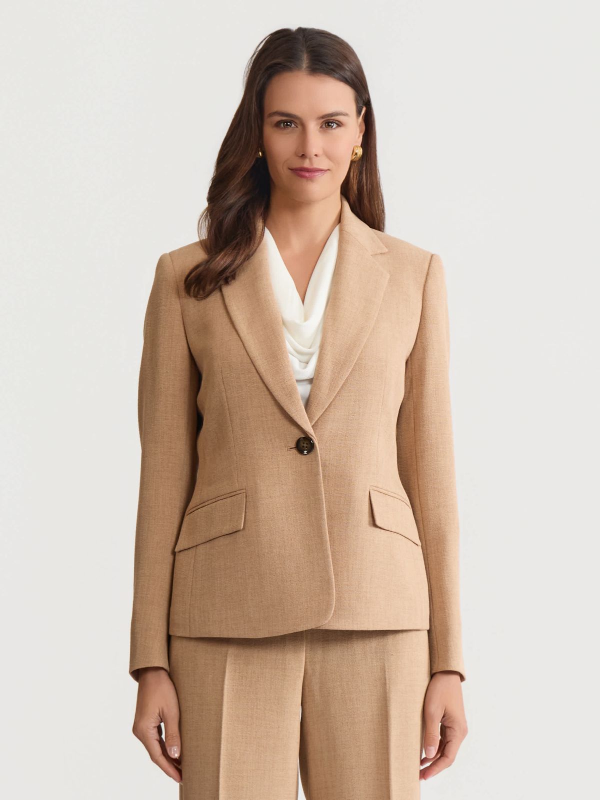 Womens Pebble Crepe One Button Jacket