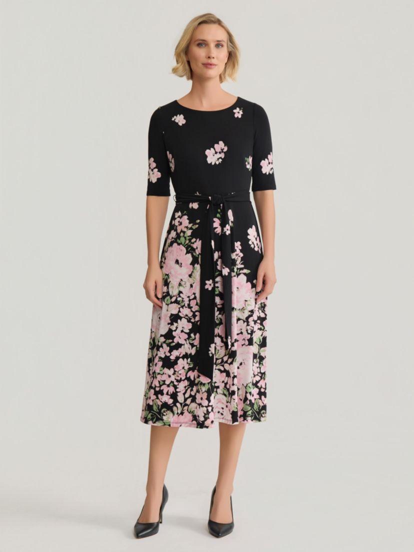 Kasper Women's Floral Tie Belt A-Line Dress - Black - Casual dresses
