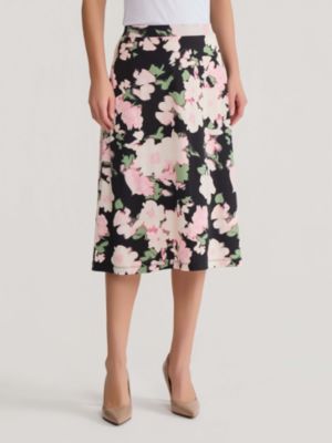 Kasper Women's Floral Print Pull On Knit Midi Skirt