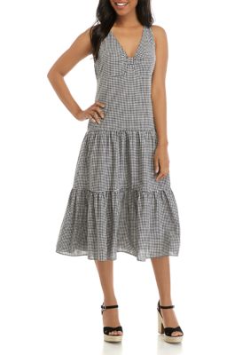 最新コレックション ビーシービージェネレーション bgeneration レディース ドレス ワンピース トップス Gingham Smocked Waist Midi Dress Gtx1d33 絶対一番安い Www Aquapark Mk