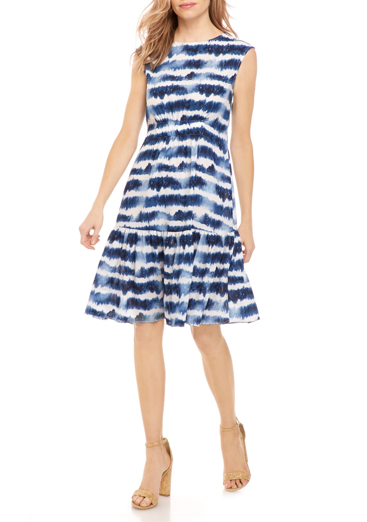 Womens Tie Dye Flounce Hem Dress 
