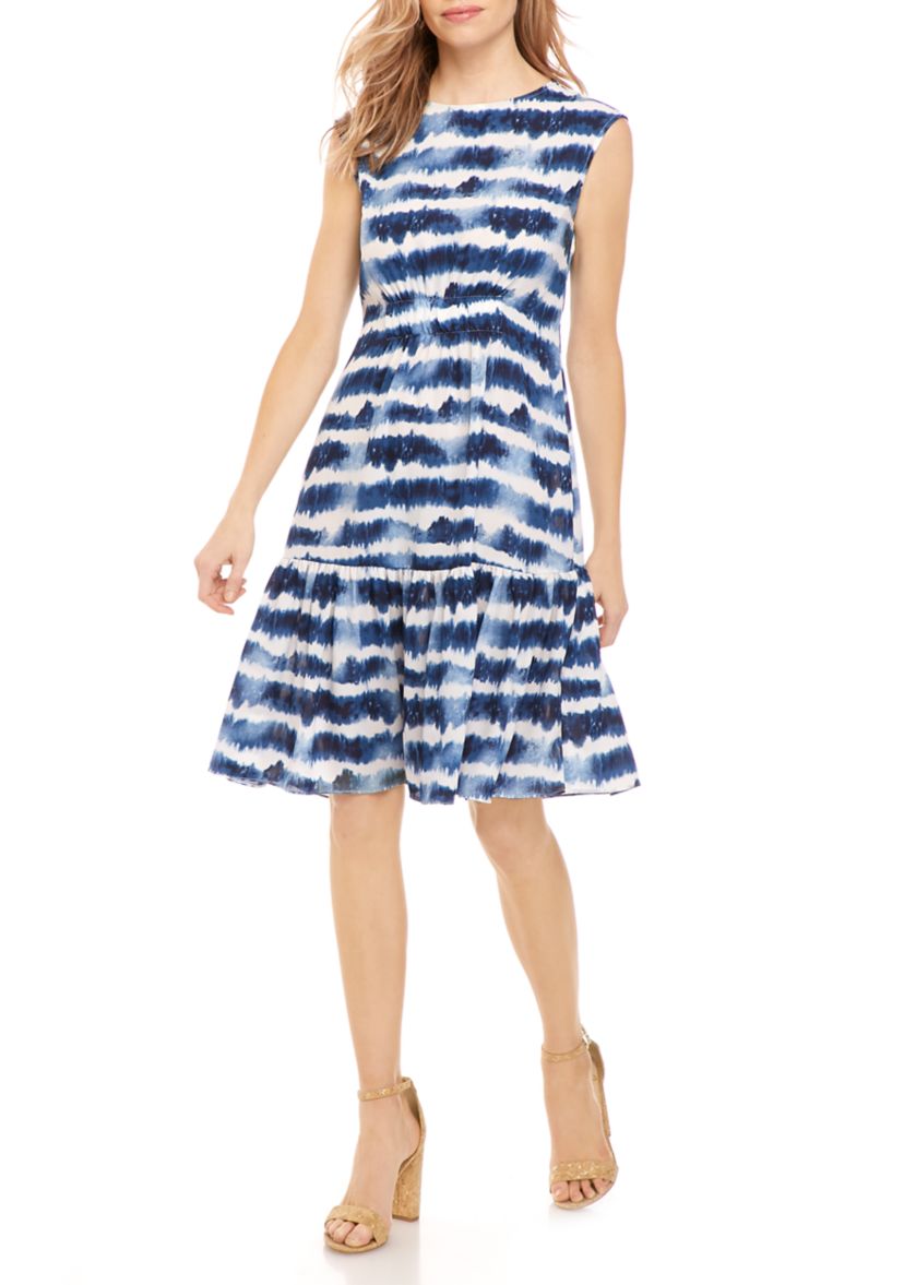 Womens Tie Dye Flounce Hem Dress 