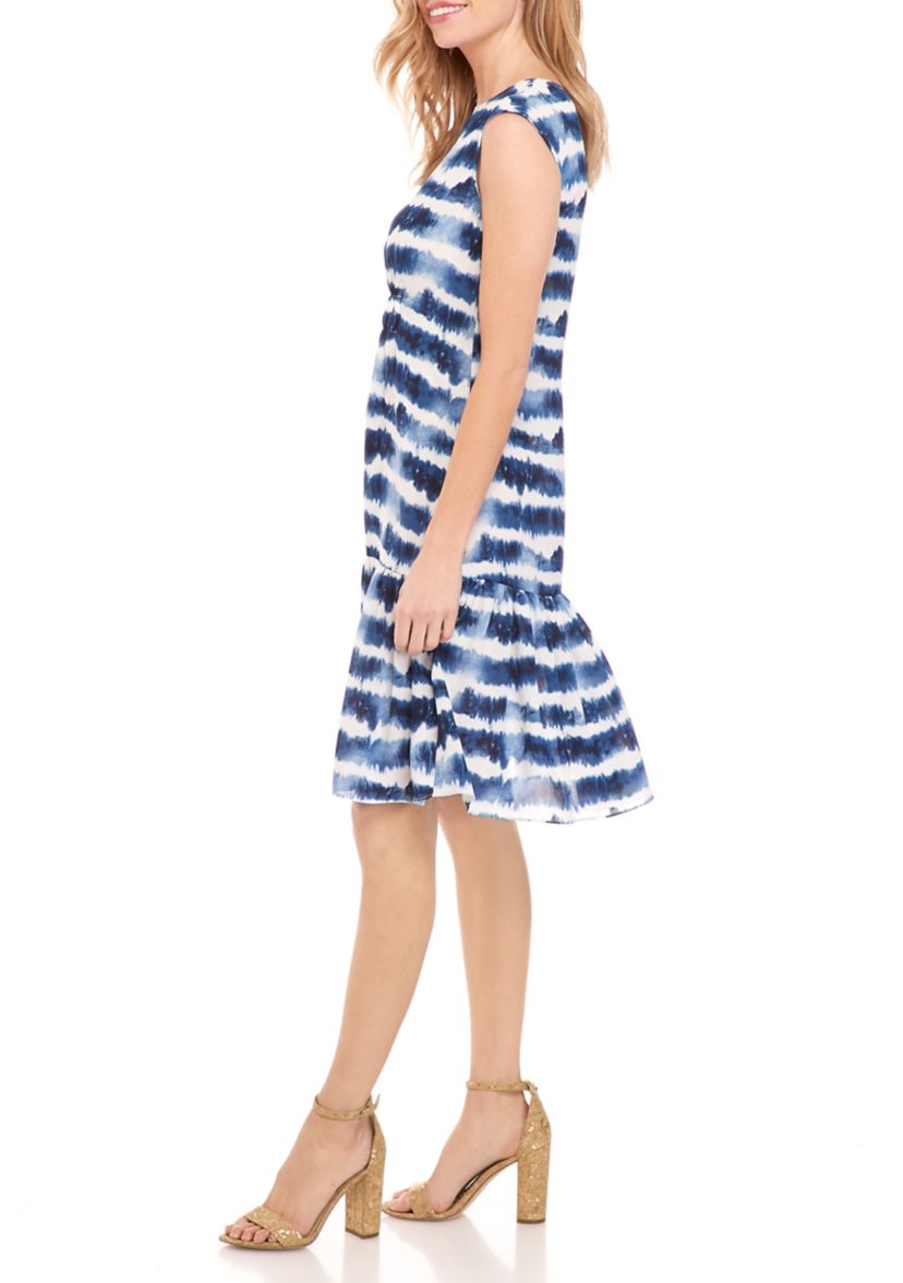 Womens Tie Dye Flounce Hem Dress 