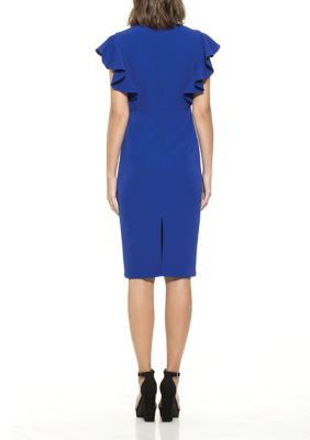 Women's Ruffle Sleeve Sheath Dress