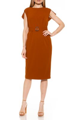 Belted Crew Neck Dress