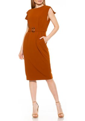 Belted Crew Neck Dress