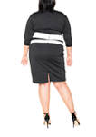 Plus Size Elbow Sleeve Color Block Sheath Dress