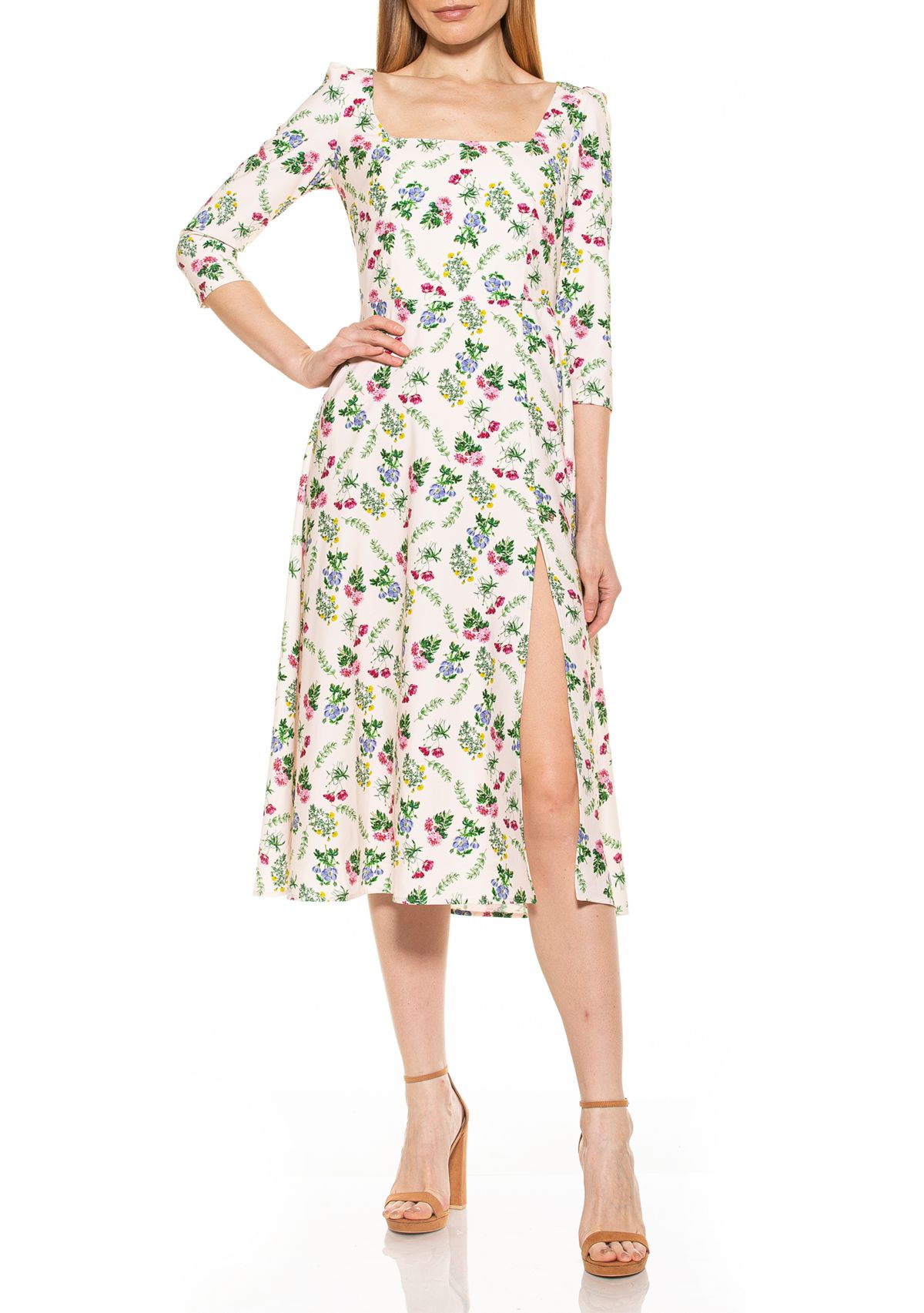Sage Square Neck Midi Dress 