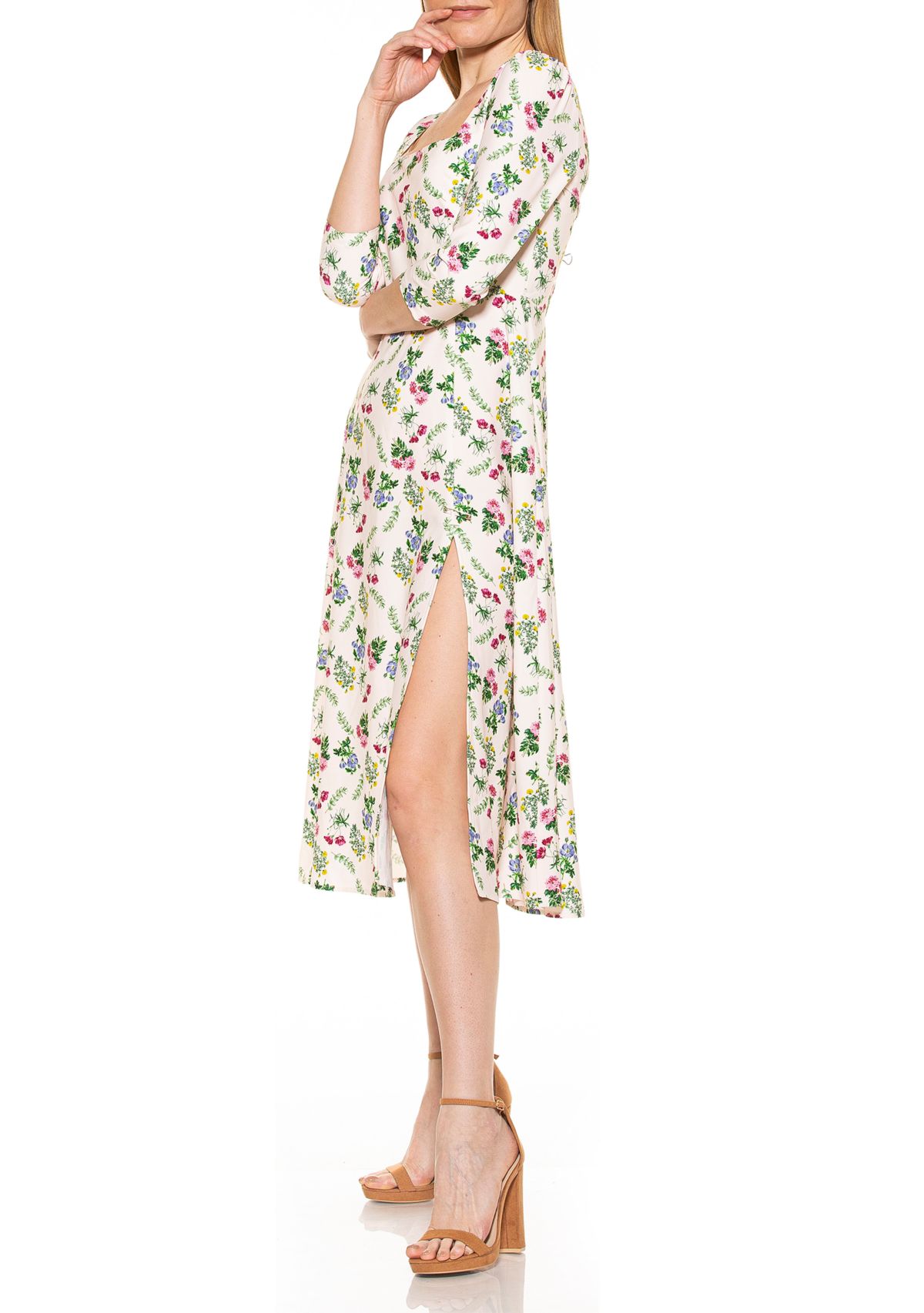 Sage Square Neck Midi Dress 