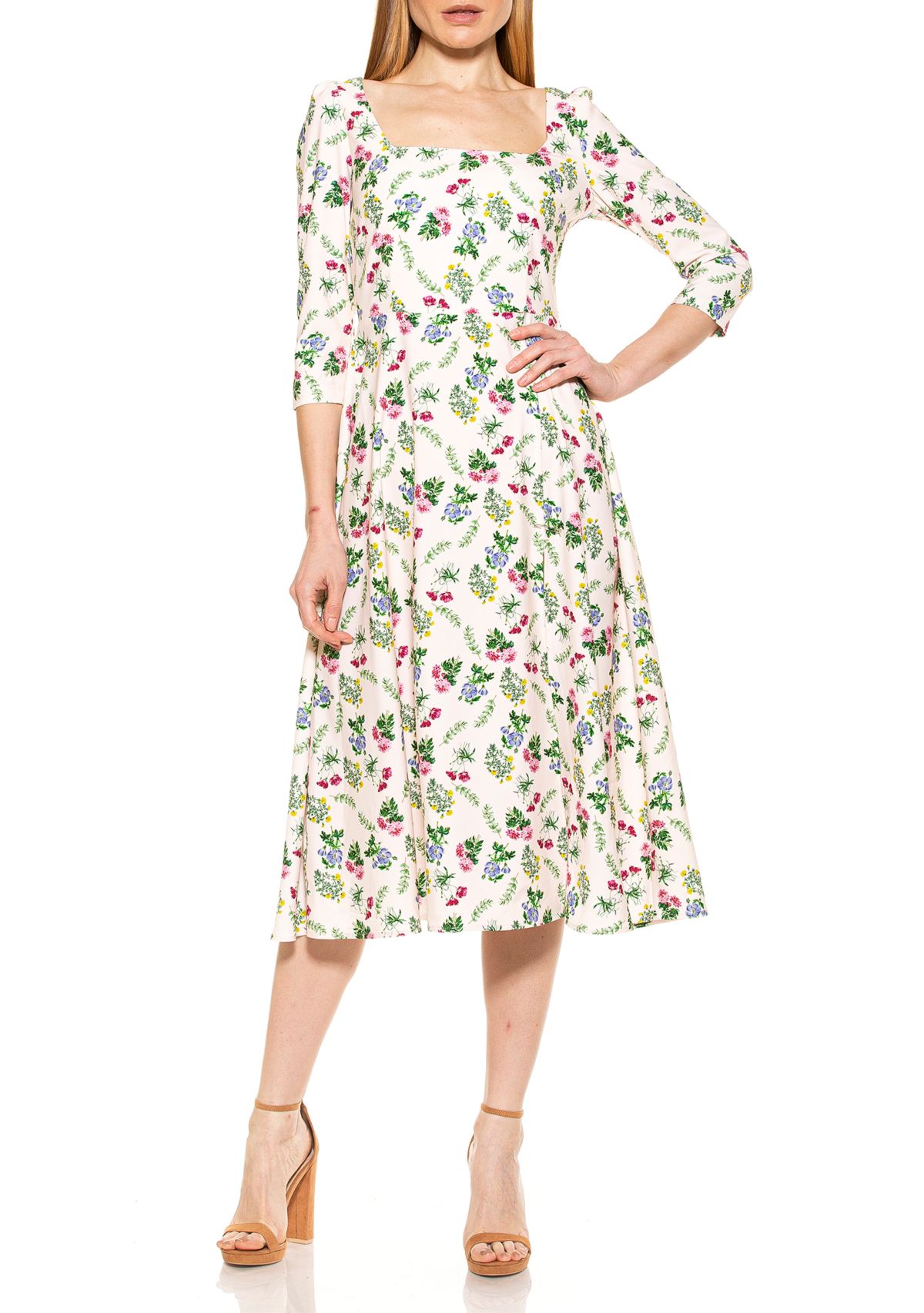 Sage Square Neck Midi Dress 