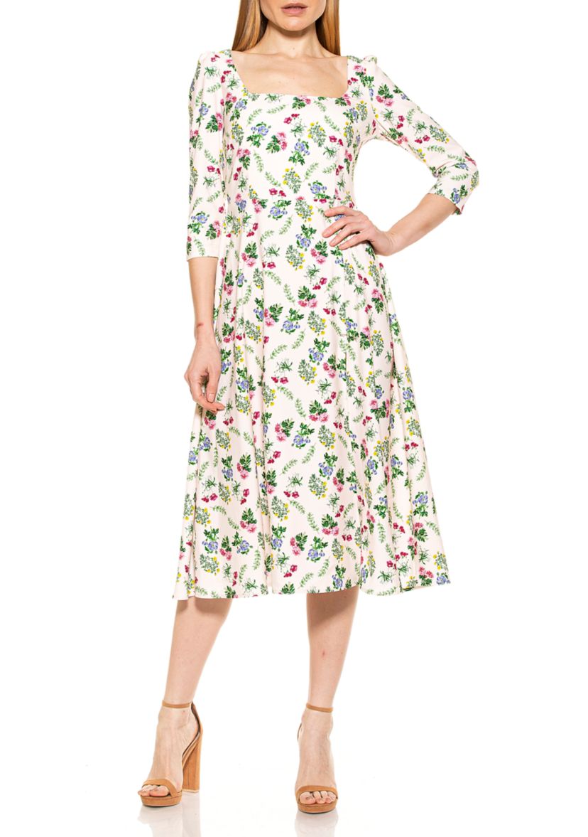 Sage Square Neck Midi Dress 