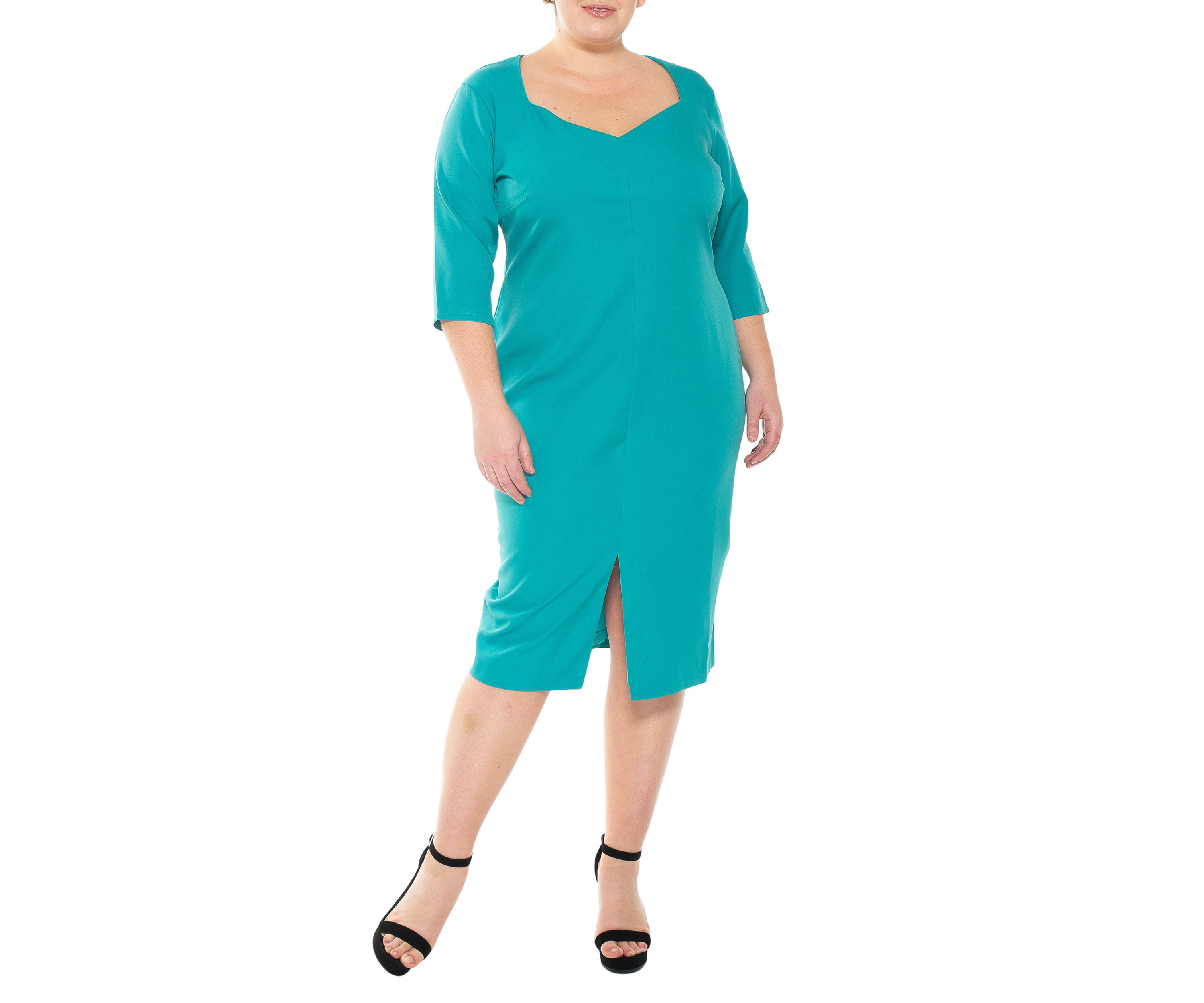 Plus Size Sweetheart 3/4 Sleeve Sheath Dress