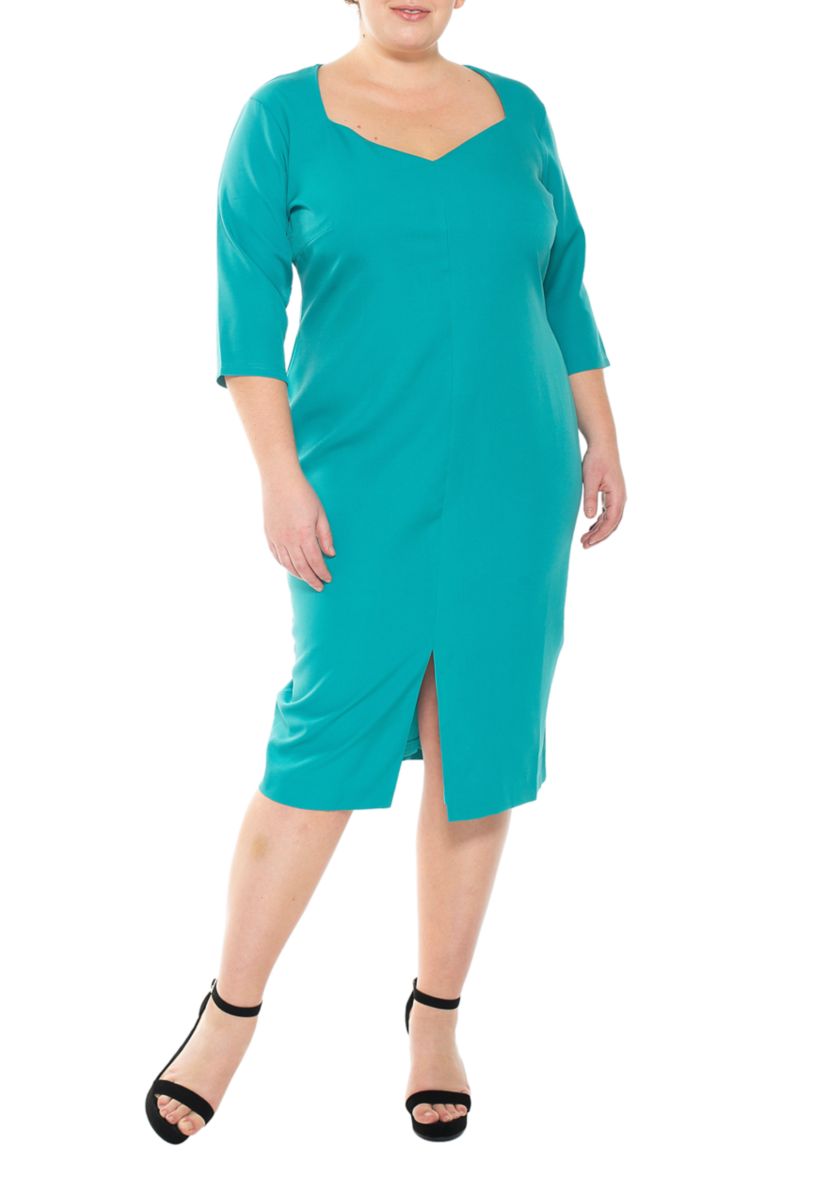 Plus Size Sweetheart 3/4 Sleeve Sheath Dress