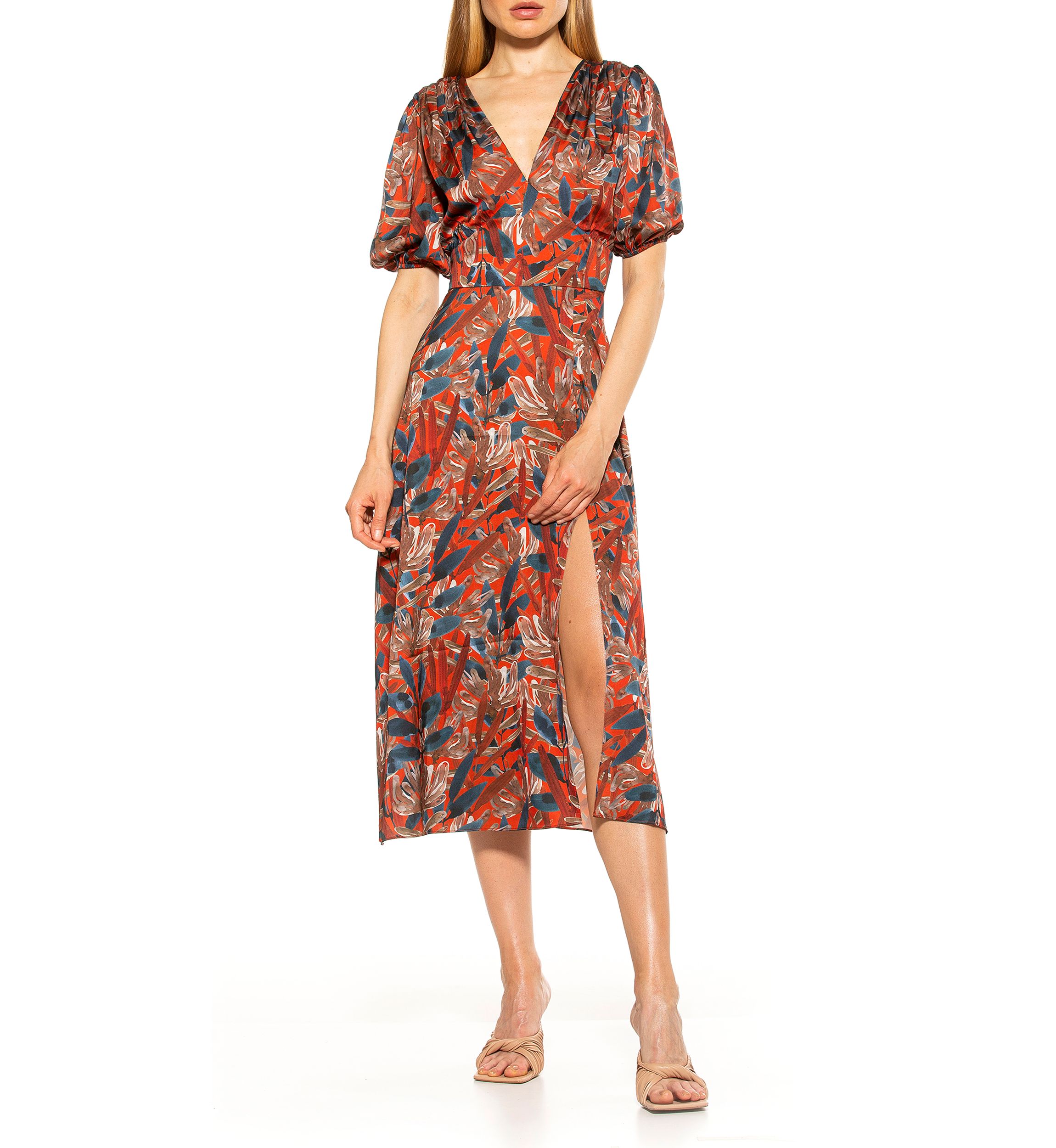 Nola V Neck Puff Sleeve Fit And Flare