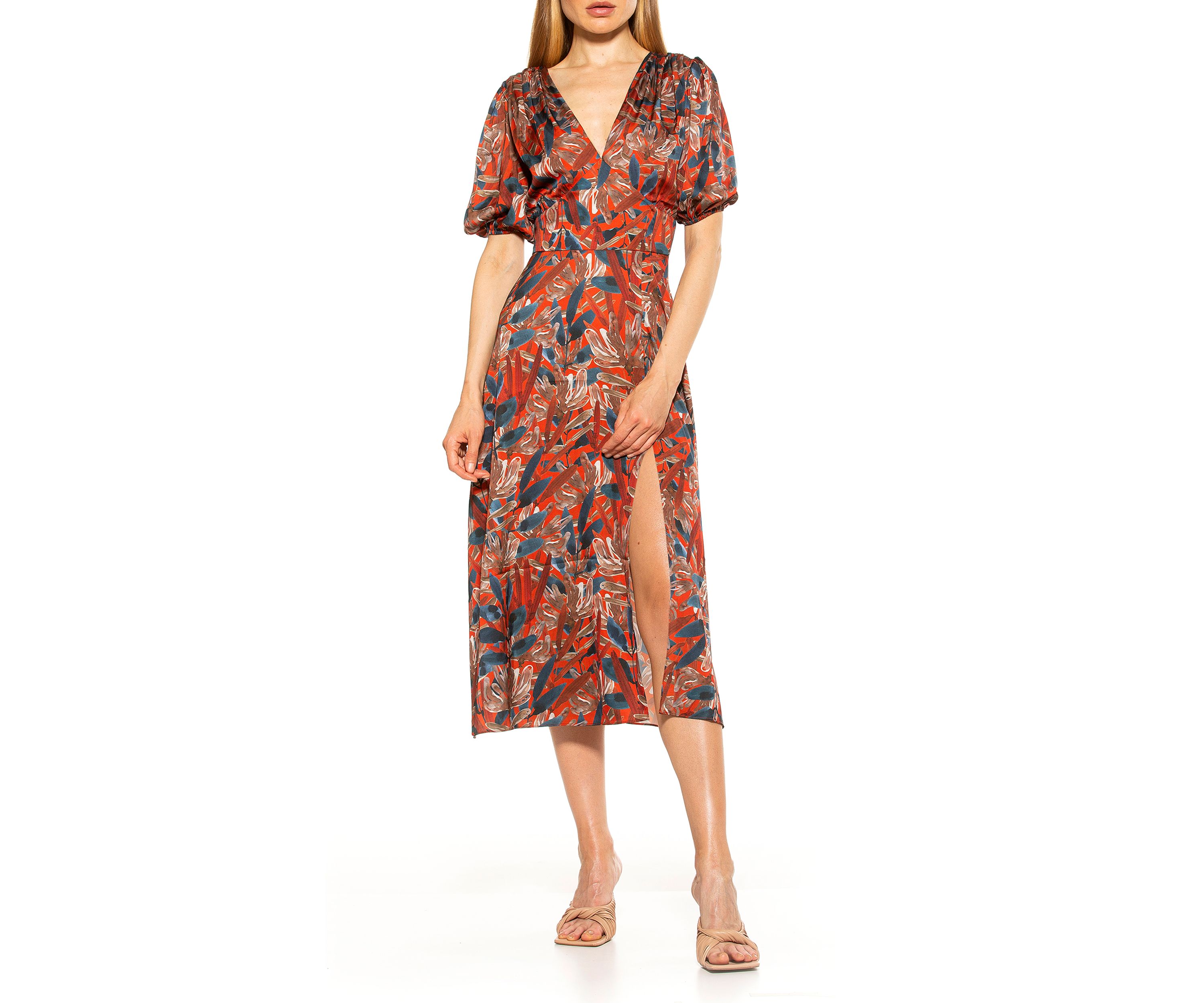 Nola V Neck Puff Sleeve Fit And Flare