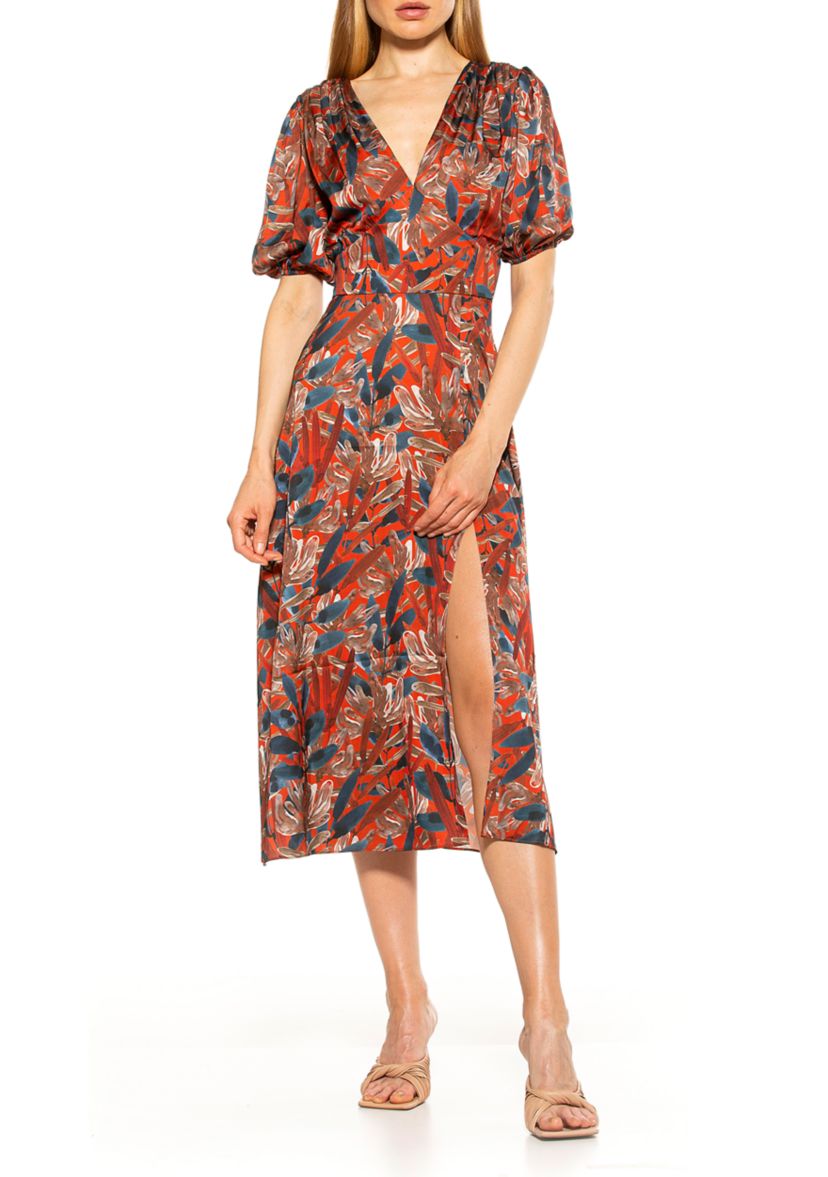Nola V Neck Puff Sleeve Fit And Flare