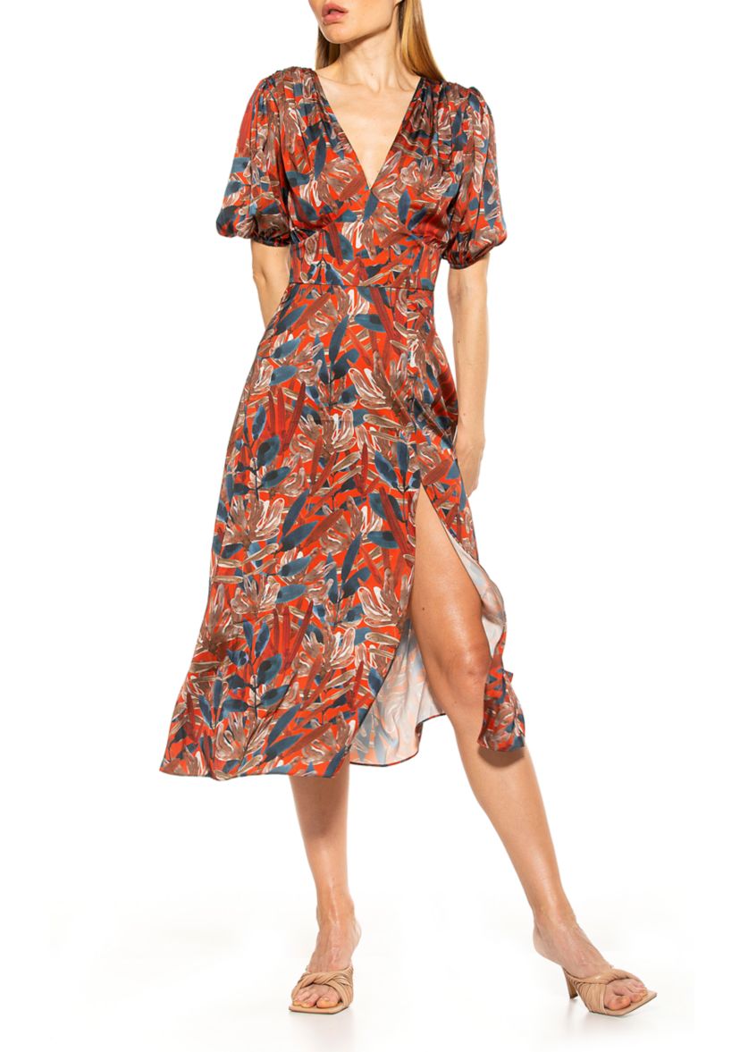 Nola V Neck Puff Sleeve Fit And Flare