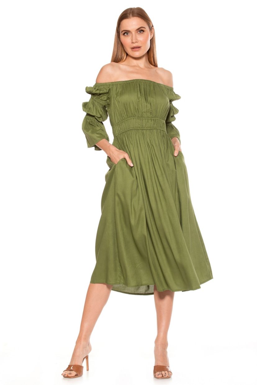 Rey Off The Shoulder Midi Dress