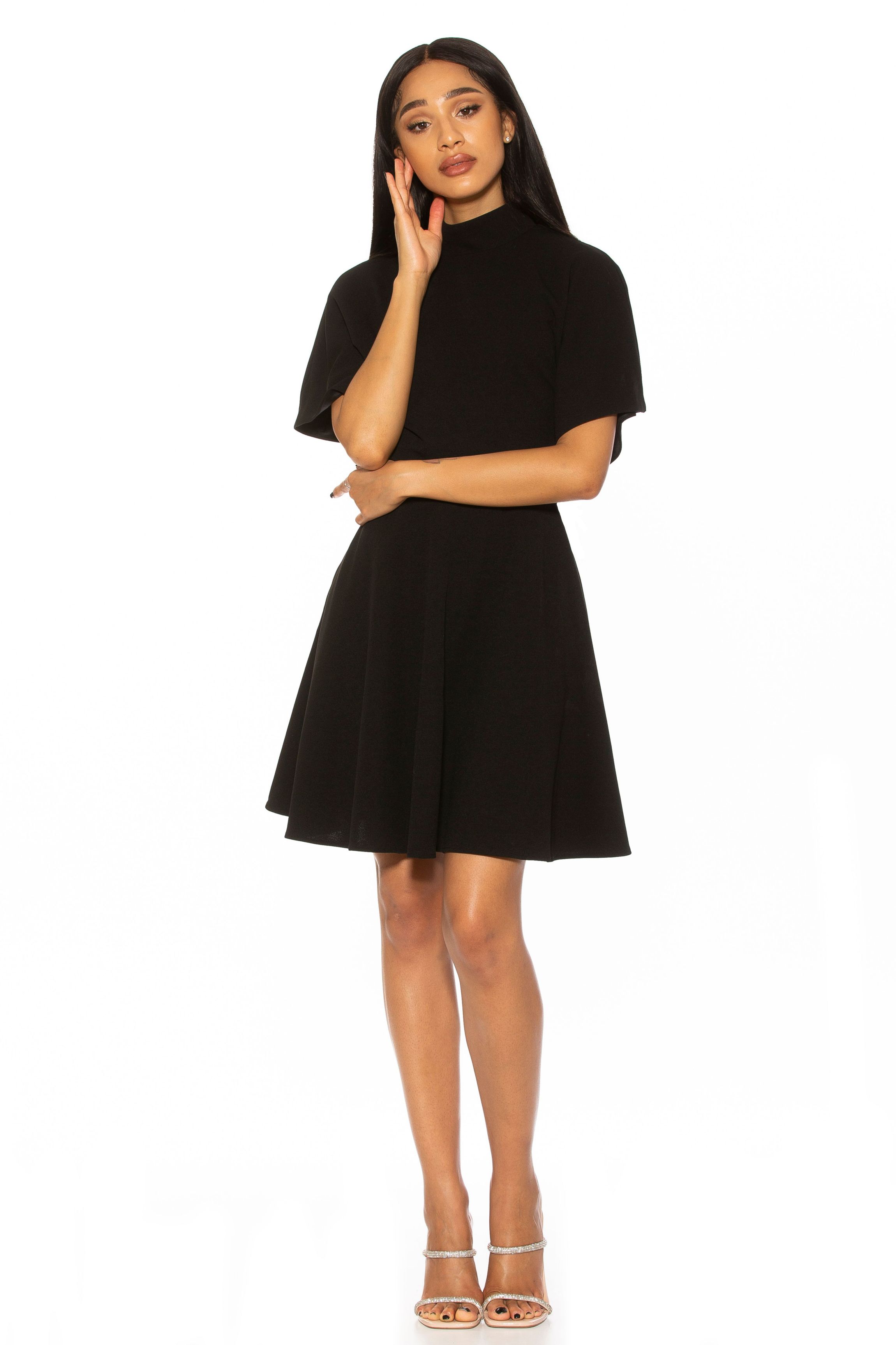Autumn Mockneck Fit And Flare Dress