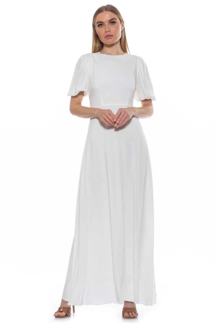 Imogen Crewneck Open Back Midi Fit And Flare Dress