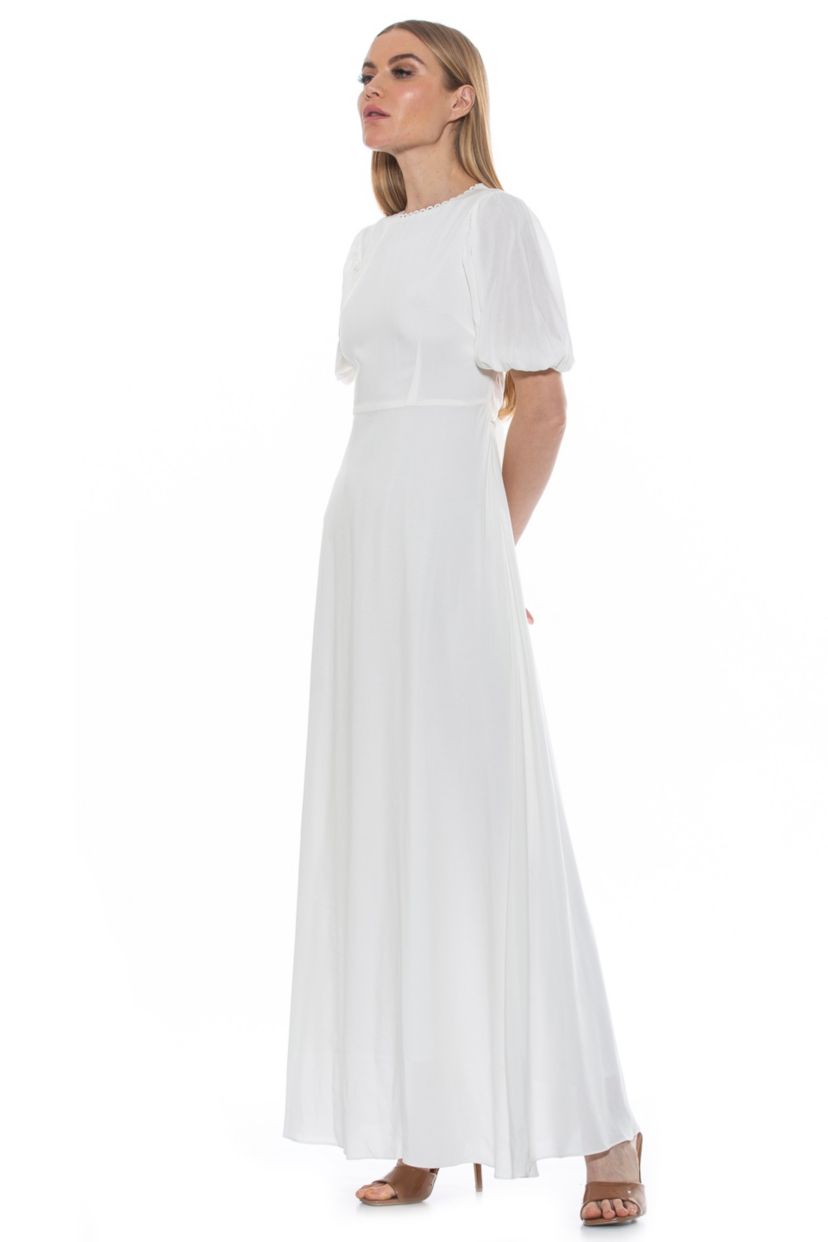 Imogen Crewneck Open Back Midi Fit And Flare Dress