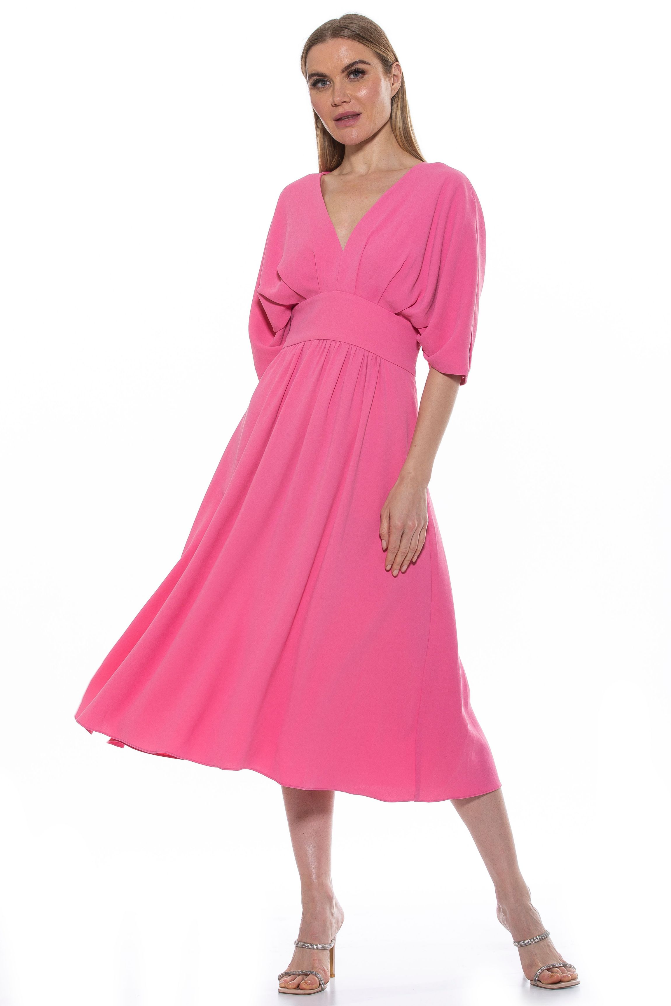 August Draped Midi Fit And Flare Dress