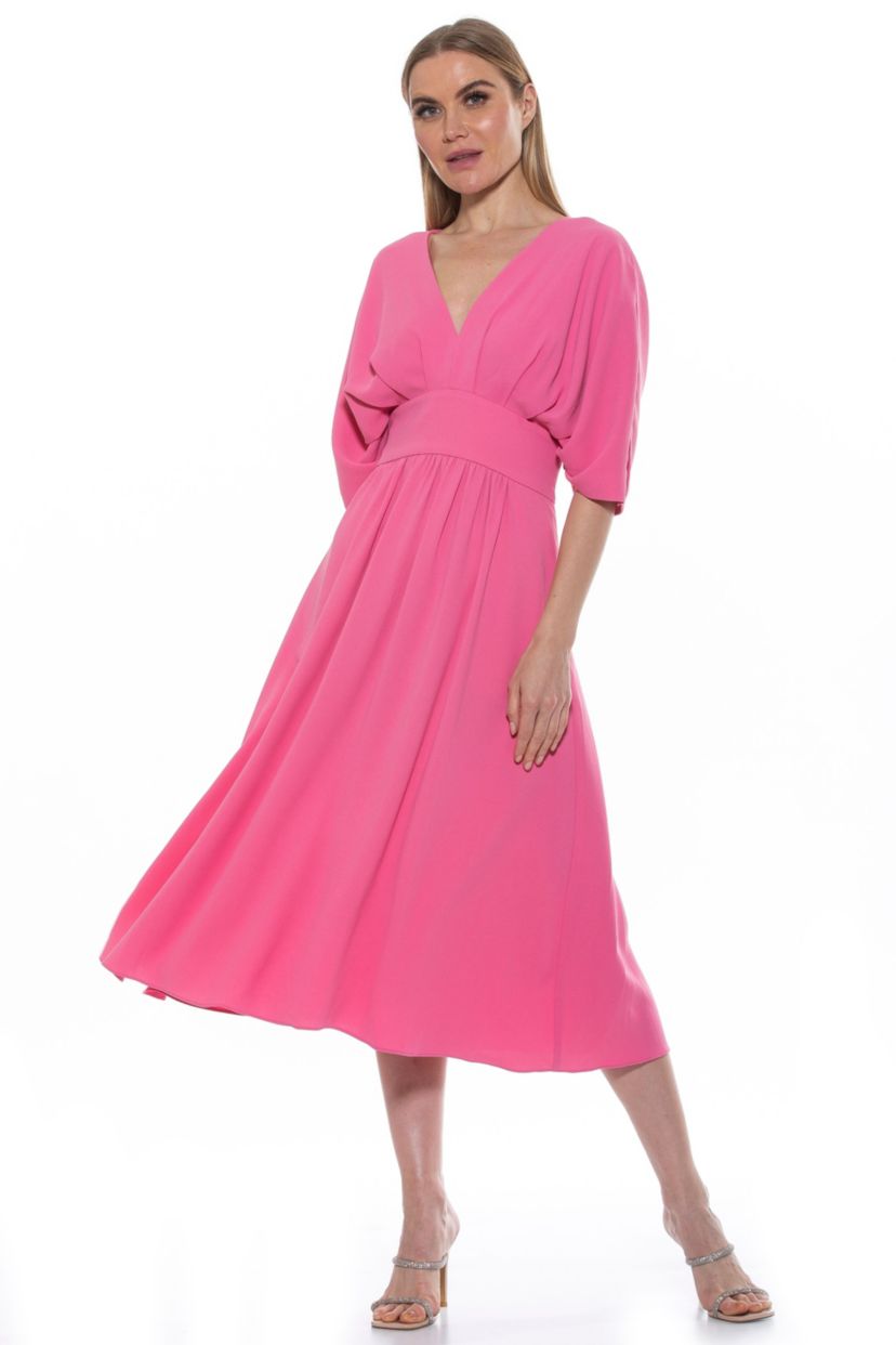 August Draped Midi Fit And Flare Dress
