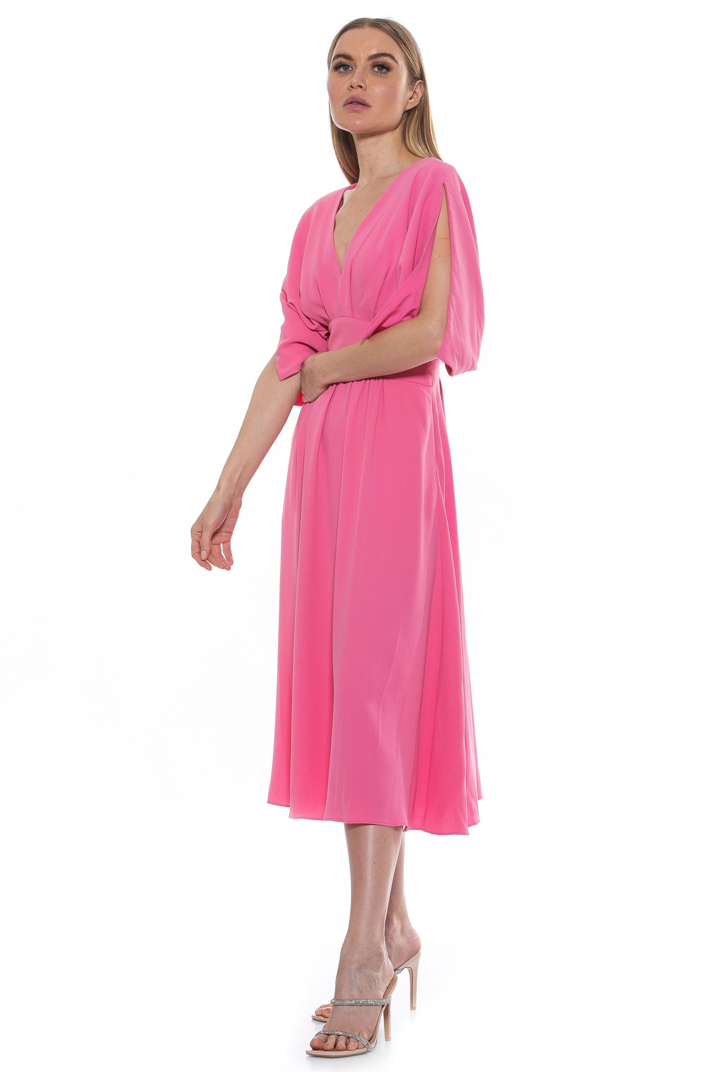 August Draped Midi Fit And Flare Dress