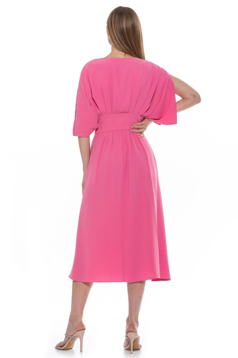 August Draped Midi Fit And Flare Dress