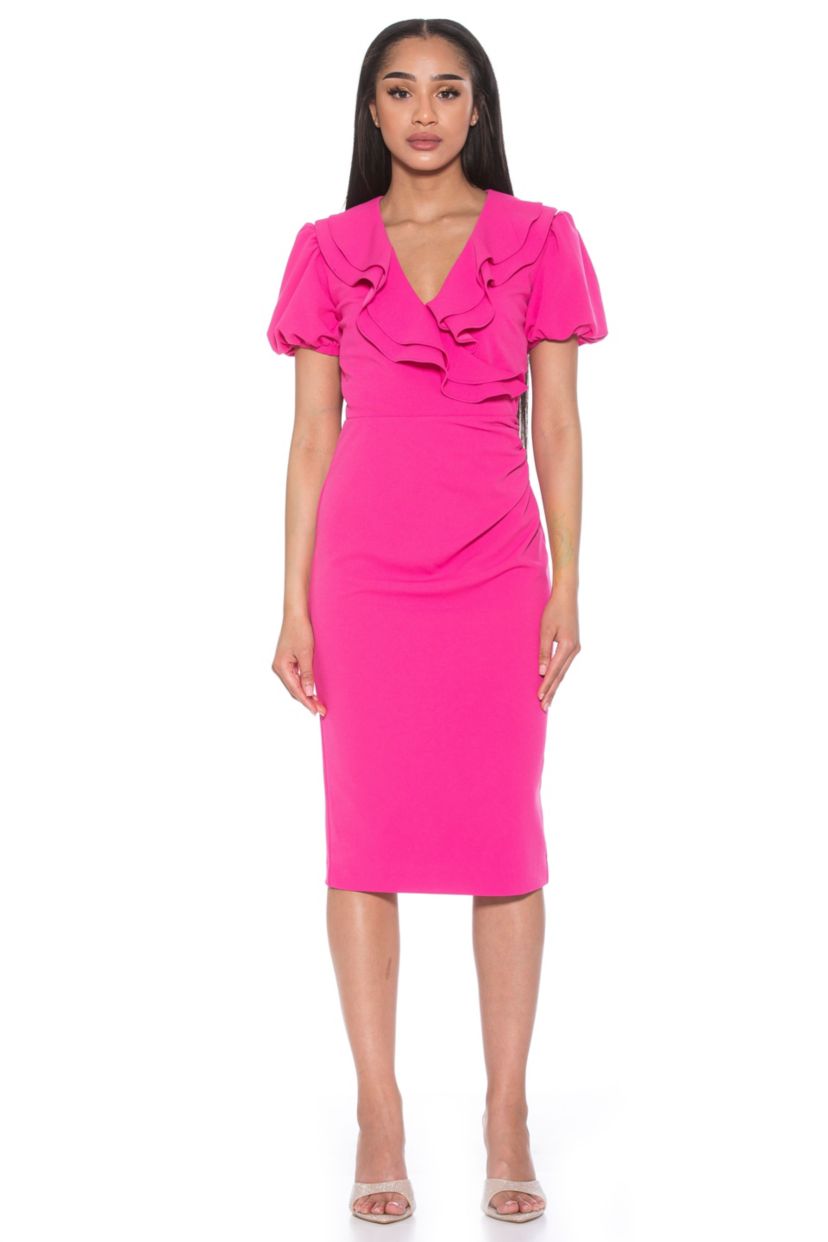 Alexis Ruffle Collar Sheath Dress
