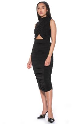 Khloe Sleeveless Ruched Midi Sheath